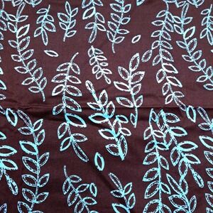Joann Fabrics Cotton Fabric 1 Yard Brown Turquoise Botanical Vine‎ Print Vintage